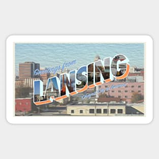 Postcard Greetings from Lansing, Michigan! Sticker